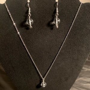 Clear earring and necklace set. (Sold)